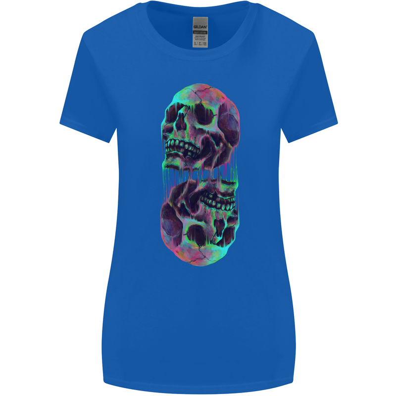 Synthesize Skulls Womens Wider Cut T-Shirt Royal Blue