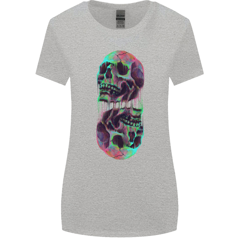 Synthesize Skulls Womens Wider Cut T-Shirt Sports Grey