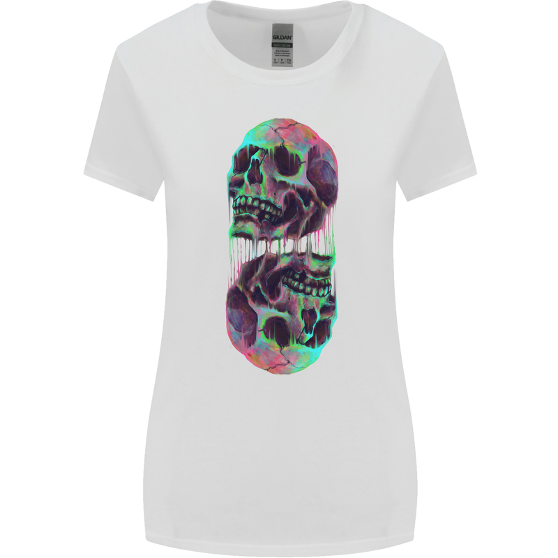 Synthesize Skulls Womens Wider Cut T-Shirt White