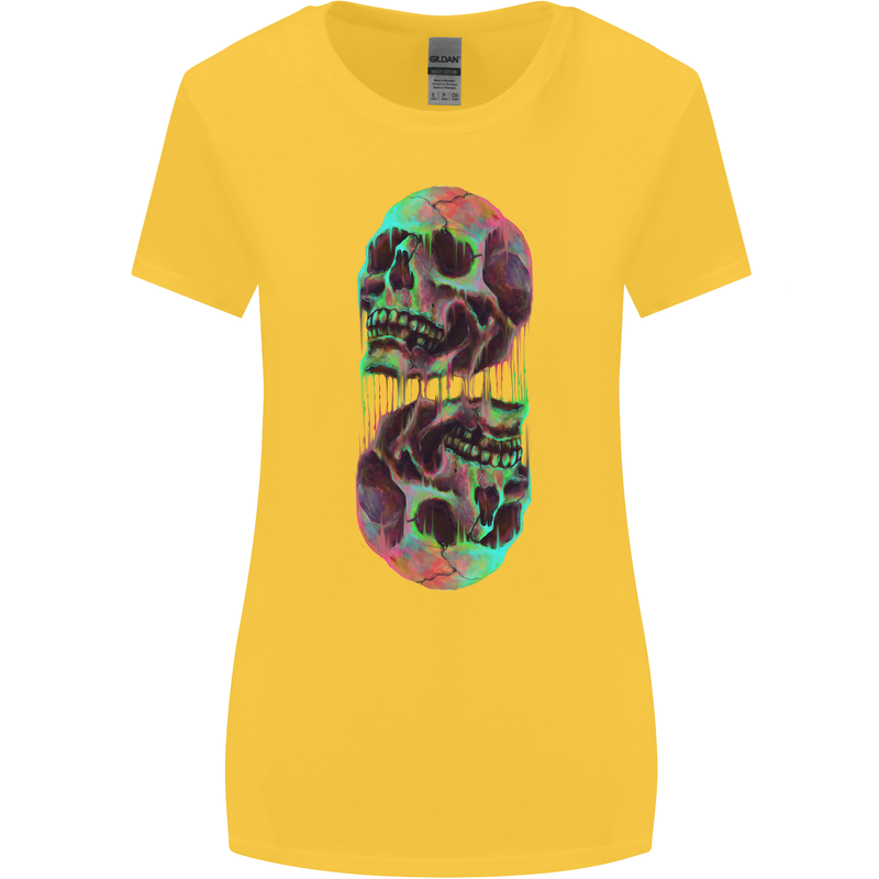 Synthesize Skulls Womens Wider Cut T-Shirt Yellow