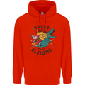 T-Rex Cooler than Sleighs Funny Christmas Childrens Kids Hoodie Bright Red