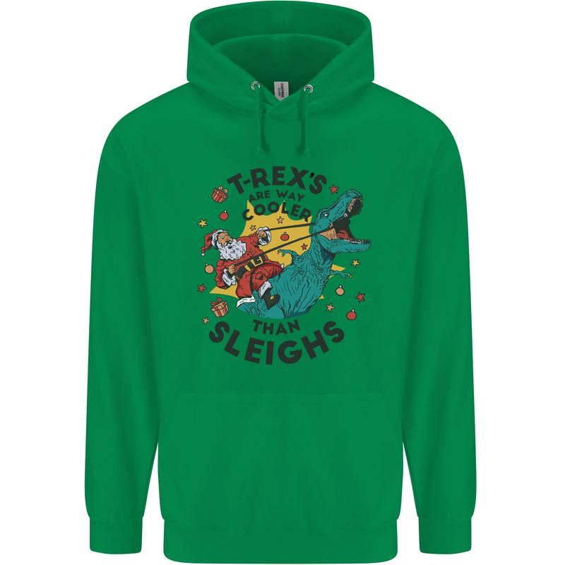 T-Rex Cooler than Sleighs Funny Christmas Childrens Kids Hoodie Irish Green