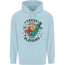 T-Rex Cooler than Sleighs Funny Christmas Childrens Kids Hoodie Light Blue