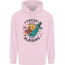 T-Rex Cooler than Sleighs Funny Christmas Childrens Kids Hoodie Light Pink