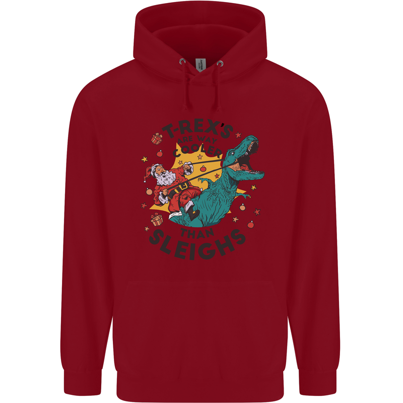 T-Rex Cooler than Sleighs Funny Christmas Childrens Kids Hoodie Red