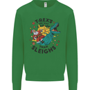 T-Rex Cooler than Sleighs Funny Christmas Kids Sweatshirt Jumper Irish Green