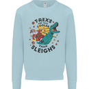 T-Rex Cooler than Sleighs Funny Christmas Kids Sweatshirt Jumper Light Blue