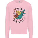 T-Rex Cooler than Sleighs Funny Christmas Kids Sweatshirt Jumper Light Pink