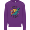 T-Rex Cooler than Sleighs Funny Christmas Kids Sweatshirt Jumper Purple
