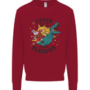 T-Rex Cooler than Sleighs Funny Christmas Kids Sweatshirt Jumper Red
