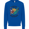 T-Rex Cooler than Sleighs Funny Christmas Kids Sweatshirt Jumper Royal Blue