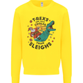 T-Rex Cooler than Sleighs Funny Christmas Kids Sweatshirt Jumper Yellow