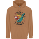 T-Rex Cooler than Sleighs Funny Christmas Mens 80% Cotton Hoodie Caramel Latte