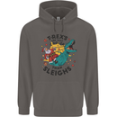 T-Rex Cooler than Sleighs Funny Christmas Mens 80% Cotton Hoodie Charcoal
