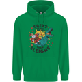 T-Rex Cooler than Sleighs Funny Christmas Mens 80% Cotton Hoodie Irish Green