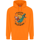 T-Rex Cooler than Sleighs Funny Christmas Mens 80% Cotton Hoodie Orange