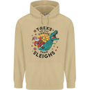 T-Rex Cooler than Sleighs Funny Christmas Mens 80% Cotton Hoodie Sand