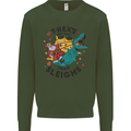 T-Rex Cooler than Sleighs Funny Christmas Mens Sweatshirt Jumper Forest Green