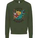 T-Rex Cooler than Sleighs Funny Christmas Mens Sweatshirt Jumper Forest Green