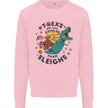 T-Rex Cooler than Sleighs Funny Christmas Mens Sweatshirt Jumper Light Pink