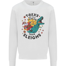 T-Rex Cooler than Sleighs Funny Christmas Mens Sweatshirt Jumper White