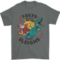 T-Rex Cooler than Sleighs Funny Christmas Mens T-Shirt Cotton Gildan Charcoal