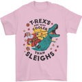 T-Rex Cooler than Sleighs Funny Christmas Mens T-Shirt Cotton Gildan Light Pink