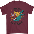 T-Rex Cooler than Sleighs Funny Christmas Mens T-Shirt Cotton Gildan Maroon