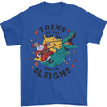 T-Rex Cooler than Sleighs Funny Christmas Mens T-Shirt Cotton Gildan Royal Blue