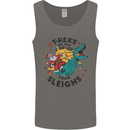 T-Rex Cooler than Sleighs Funny Christmas Mens Vest Tank Top Charcoal