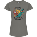 T-Rex Cooler than Sleighs Funny Christmas Womens Petite Cut T-Shirt Charcoal