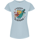 T-Rex Cooler than Sleighs Funny Christmas Womens Petite Cut T-Shirt Light Blue