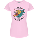 T-Rex Cooler than Sleighs Funny Christmas Womens Petite Cut T-Shirt Light Pink