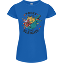 T-Rex Cooler than Sleighs Funny Christmas Womens Petite Cut T-Shirt Royal Blue