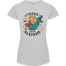T-Rex Cooler than Sleighs Funny Christmas Womens Petite Cut T-Shirt Sports Grey