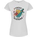 T-Rex Cooler than Sleighs Funny Christmas Womens Petite Cut T-Shirt White