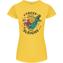 T-Rex Cooler than Sleighs Funny Christmas Womens Petite Cut T-Shirt Yellow