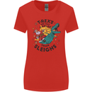 T-Rex Cooler than Sleighs Funny Christmas Womens Wider Cut T-Shirt Red