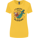 T-Rex Cooler than Sleighs Funny Christmas Womens Wider Cut T-Shirt Yellow