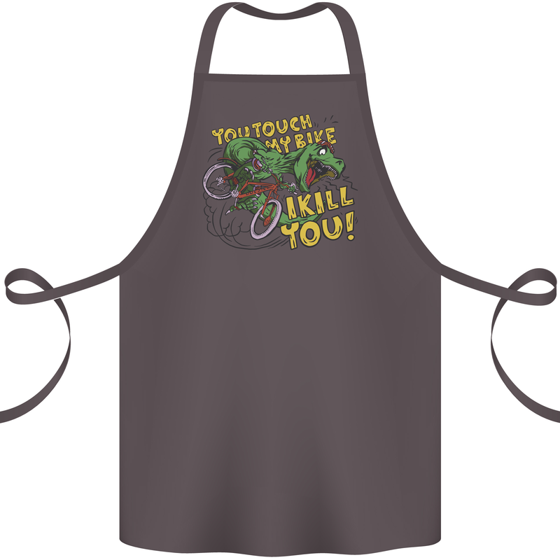 T-Rex Dinosaur Funny Cycling Cyclist Cotton Apron 100% Organic Dark Grey