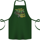 T-Rex Dinosaur Funny Cycling Cyclist Cotton Apron 100% Organic Forest Green