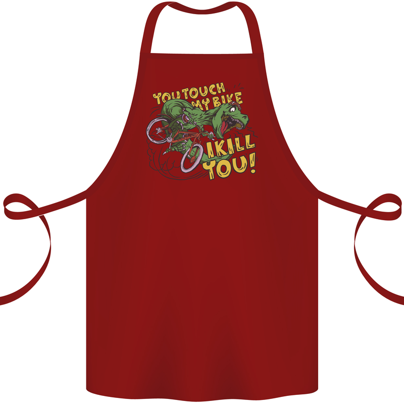 T-Rex Dinosaur Funny Cycling Cyclist Cotton Apron 100% Organic Maroon