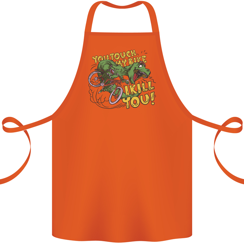 T-Rex Dinosaur Funny Cycling Cyclist Cotton Apron 100% Organic Orange