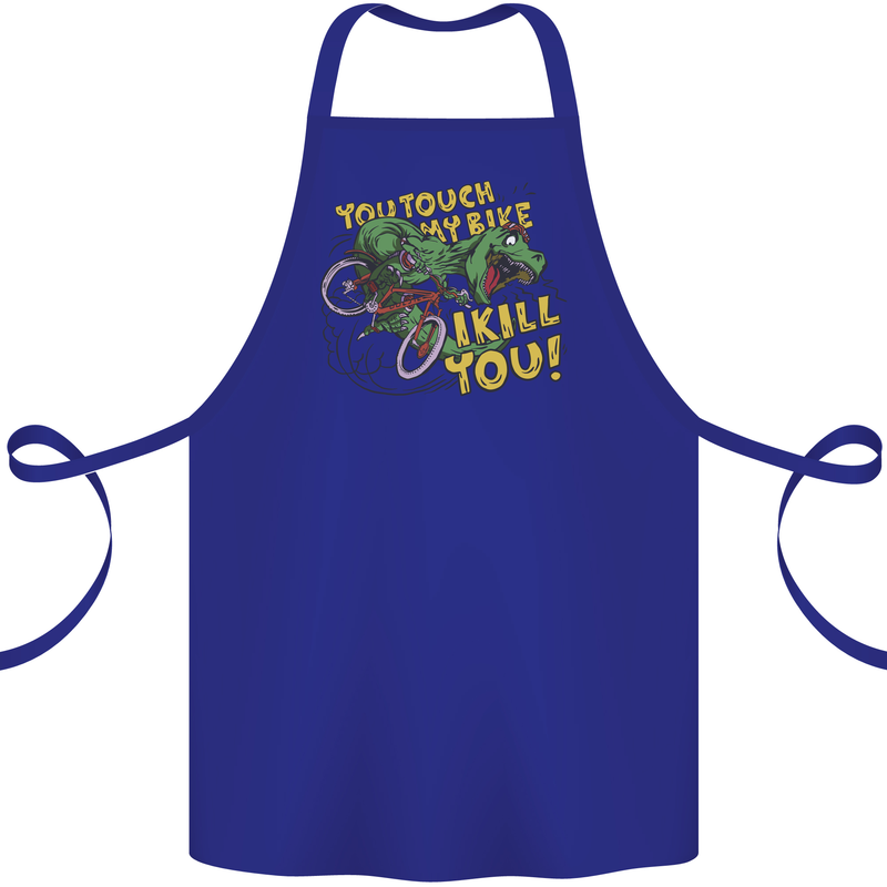T-Rex Dinosaur Funny Cycling Cyclist Cotton Apron 100% Organic Royal Blue
