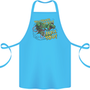 T-Rex Dinosaur Funny Cycling Cyclist Cotton Apron 100% Organic Turquoise