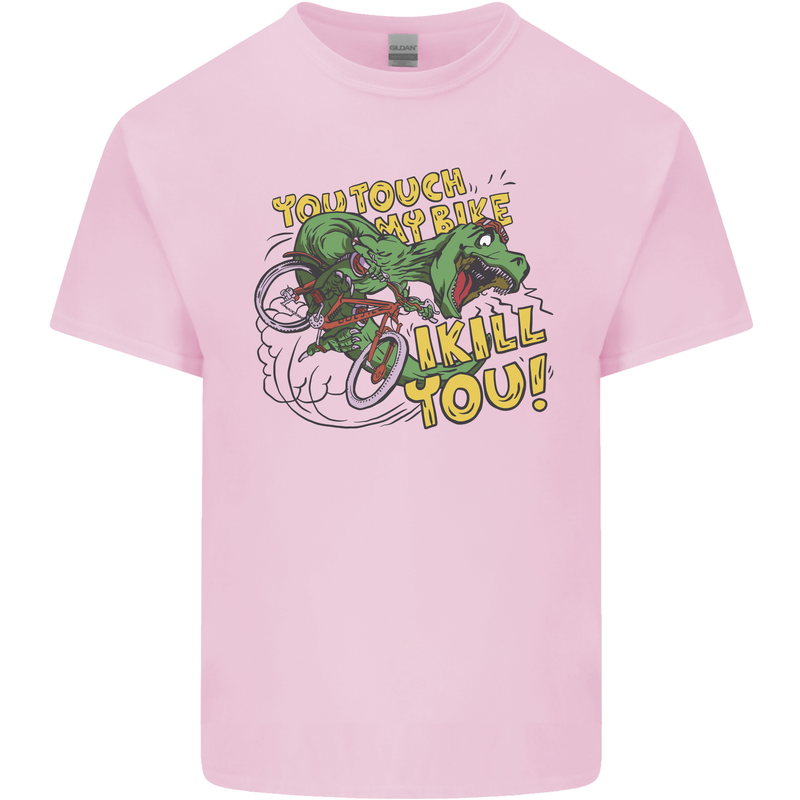 T-Rex Dinosaur Funny Cycling Cyclist Kids T-Shirt Childrens Light Pink