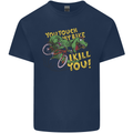 T-Rex Dinosaur Funny Cycling Cyclist Kids T-Shirt Childrens Navy Blue