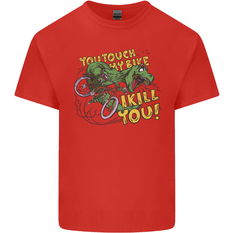 T-Rex Dinosaur Funny Cycling Cyclist Kids T-Shirt Childrens Red