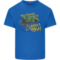 T-Rex Dinosaur Funny Cycling Cyclist Kids T-Shirt Childrens Royal Blue