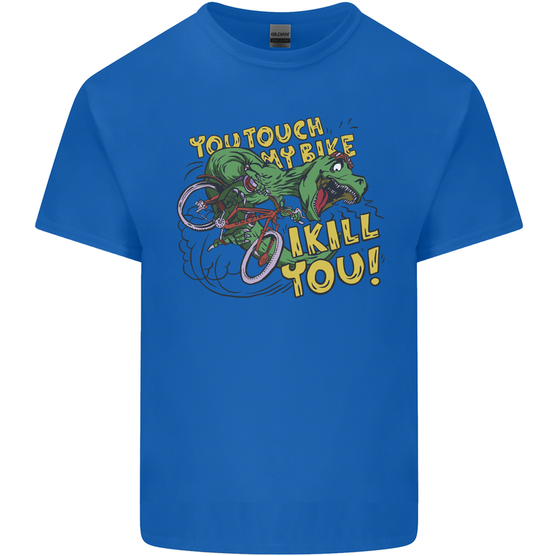 T-Rex Dinosaur Funny Cycling Cyclist Kids T-Shirt Childrens Royal Blue